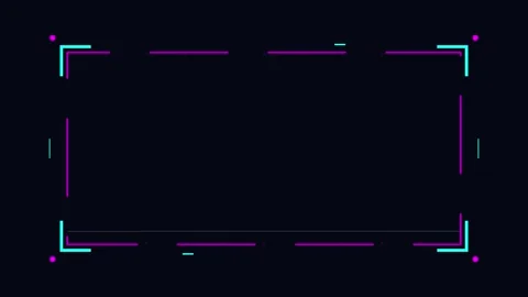 Futuristic HUD frame neon digital interface border on black background Stock Footage 345588364