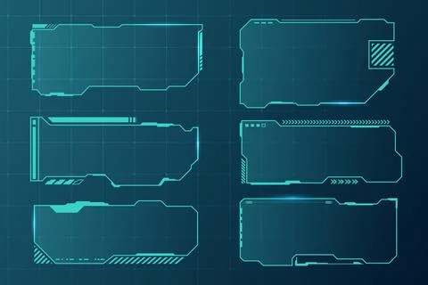 Futuristic HUD frames. User interface elements, border aim control panel. H.. Stock Illustration
