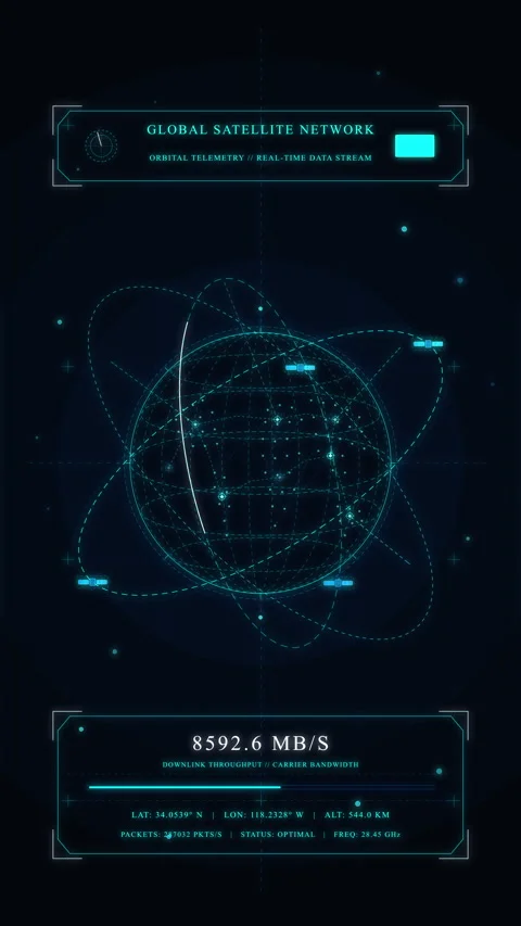 Futuristic HUD globe loop with spinning blue tech interface elements Stock Footage 347053829