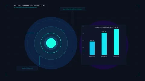 Futuristic HUD graph animation featuring glowing tech data Stock Footage 346547445