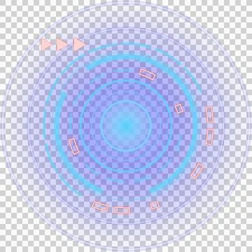 Futuristic HUD graphic is floating on transparent background, featuring rings Stock Illustration