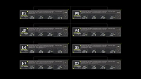 Futuristic HUD Grid Dashboard with Loading Server Nodes and Digital Tech Stock Footage 339670371