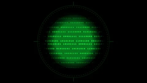 Futuristic HUD Hacker Code Sphere Interface Loop Stock Footage 334593947
