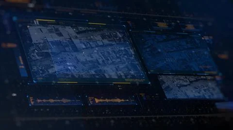 Futuristic HUD Head up display screen 3d render. Stock Illustration