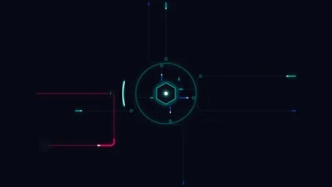 Futuristic hud hexagon interface with data flow animation and digital circu.. Vidéo 344861592