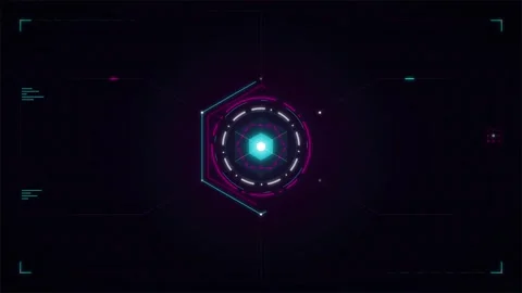 Futuristic hud hexagon interface with glowing digital data and cyberpunk mo.. Stock Footage 337561030