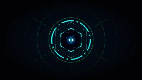Futuristic hud hexagon interface with glowing digital core and data scannin.. Stock Footage 337566494