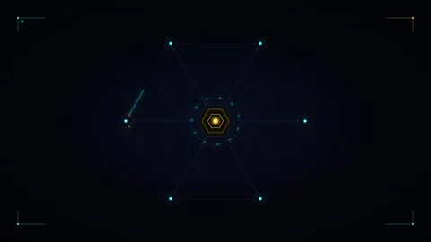 Futuristic hud hexagon interface with pulsing data nodes and digital networ.. Stock Footage 337561062