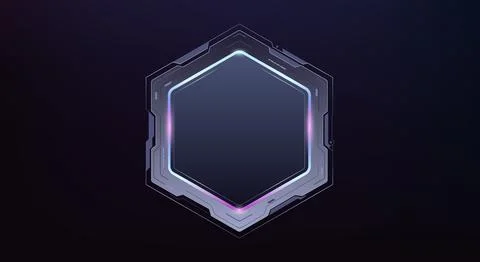 Futuristic HUD hexagonal frame vector glowing neon light effects, hi tech m.. Stock Illustration