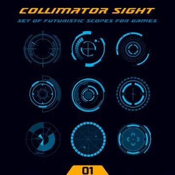 Futuristic HUD, hi-tech weapon scopes for games Illustrazione stock
