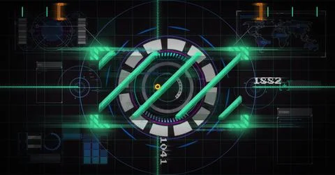 Futuristic HUD image with rotating elements and data processing indicators Stock Photos