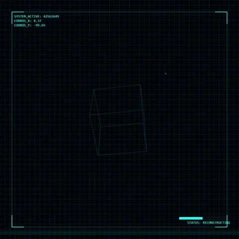 Futuristic HUD Interface with 3D Cube and Grid Background - Sci-Fi Technolo.. Stock Footage 346283825