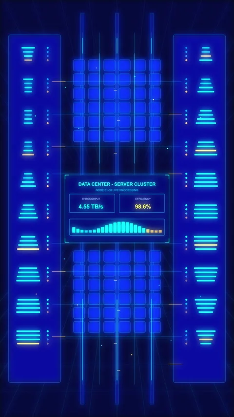 Futuristic hud interface animation with blue neon display elements Stock Footage 346551092