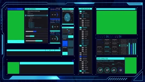 Futuristic HUD Interface Animation for Digital Systems and Technology Screen Stock Footage 332967596