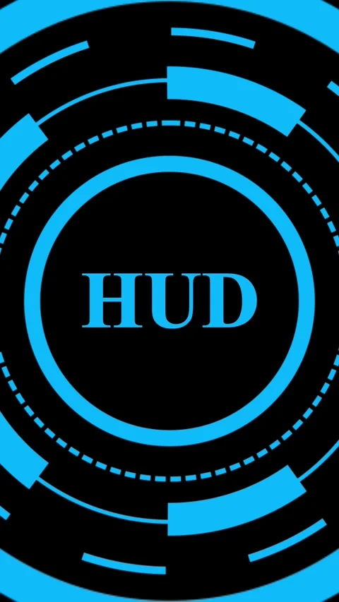 Futuristic HUD interface animation with glowing blue circular elements and .. Stock Footage 338039426