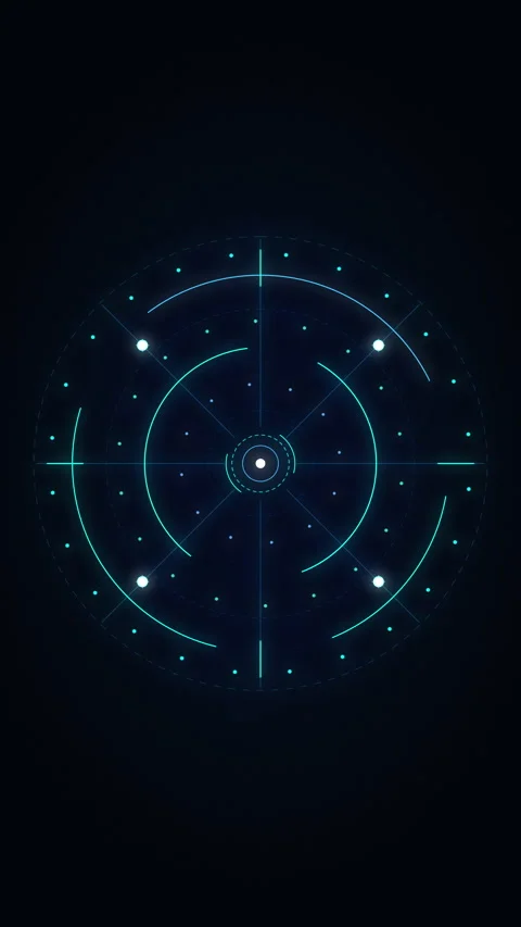 Futuristic hud interface animation with glowing blue circles and digital tech Stock Footage 347569061