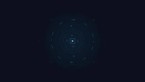 Futuristic hud interface animation with rotating digital target and data sc.. Stock Footage 344857731