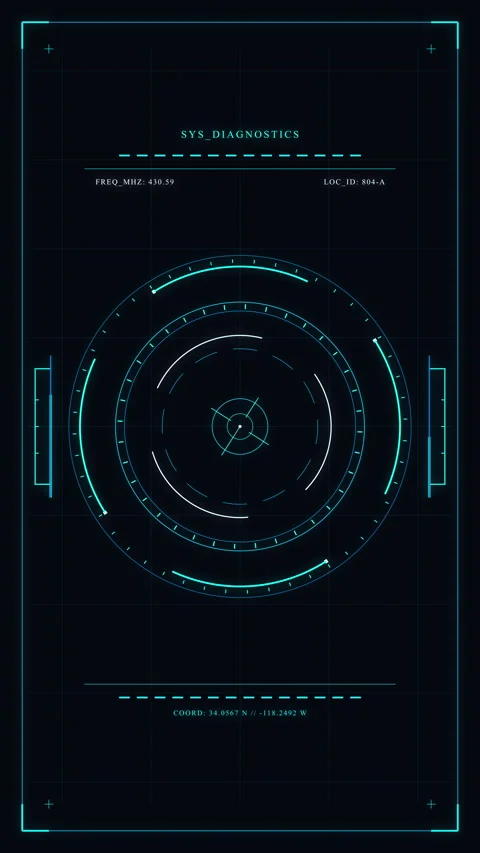 Futuristic hud interface animation with sci-fi digital elements, rotating rings Stock Footage 347569554