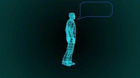 Futuristic HUD interface around human body in the center. Motion graphics Stock Footage 205369044