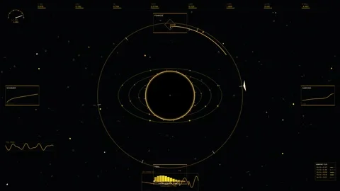 Futuristic HUD Interface with Astronomical Telemetry Data and Black Hole Si.. Stock Footage 334103275