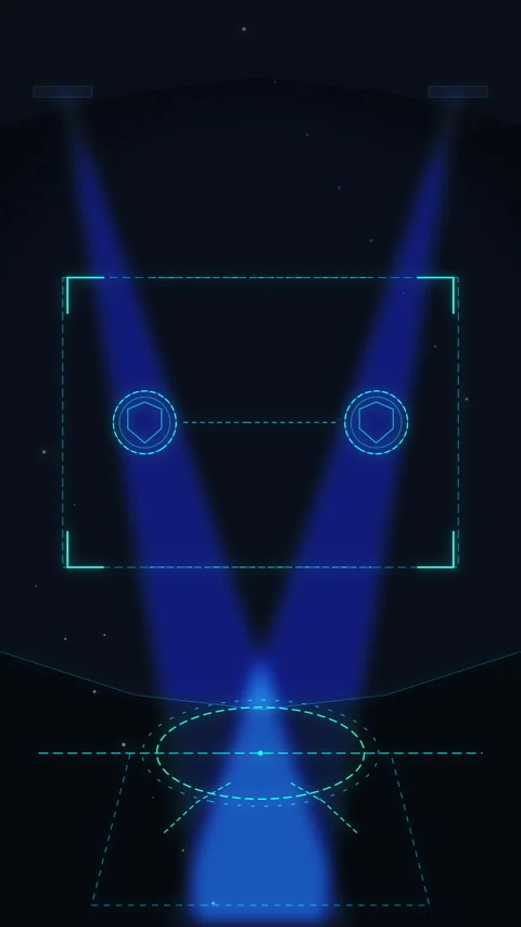 Futuristic HUD interface with blue laser scan beams and cyber technology Stock Footage 347572410