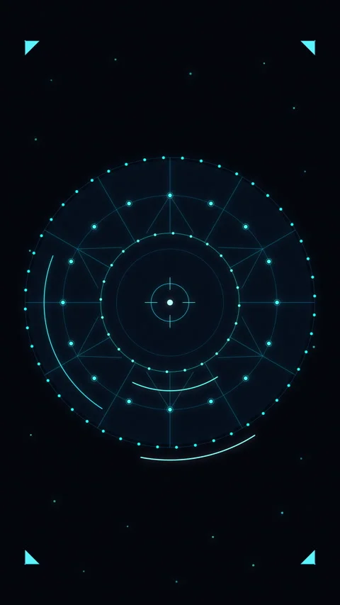 Futuristic HUD interface circle motion graphic with tech elements Stock Footage 347569570