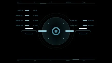 Futuristic HUD Interface with Circular Digital Elements in Blue Tones 스톡 동영상 341922460