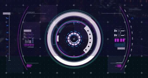 Futuristic HUD interface with circular elements and data processing image Stock Photos