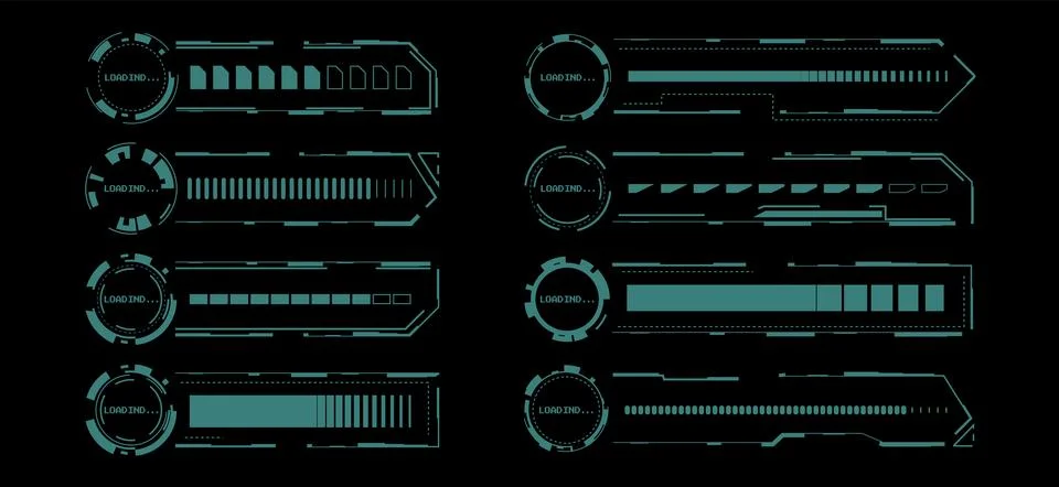 Futuristic hud interface, circular load progress Stock Illustration