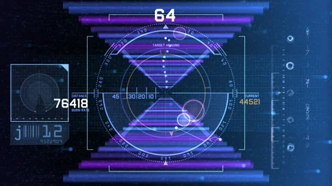 Futuristic HUD Interface Circular Radar Display Data Visualization Video stock 330658762
