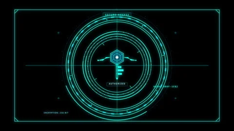Futuristic hud interface with circular scanning animation data overlay Stock Footage 348337359