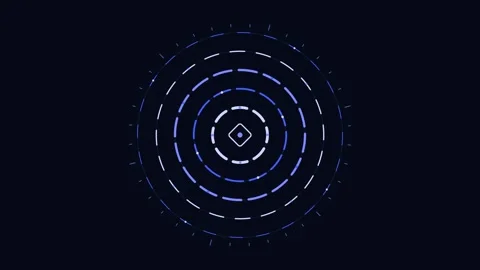 Futuristic hud interface with concentric spinning dashed circles and glowin.. Vídeos de archivo 348215433