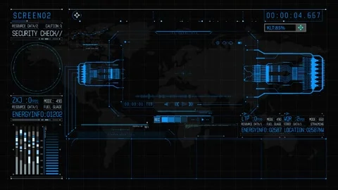 Futuristic HUD Interface Control Panel Animation Stock Footage 336739209