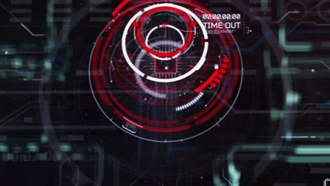 Futuristic hud interface with countdown timer saying time out Stock Footage 302476197