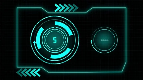 Futuristic hud interface with countdown timer and circular targeting displa.. Video stock 337366400