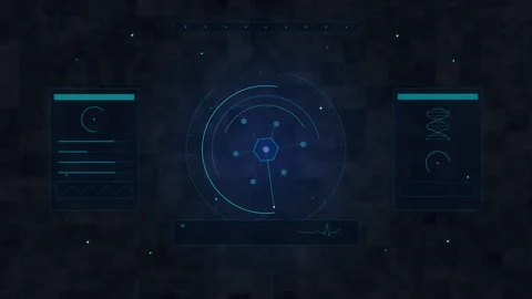 Futuristic hud interface with cyber security analysis, digital data tracking Stock Footage 347572653