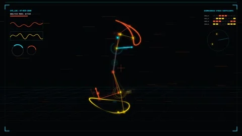 Futuristic Hud Interface with Data Analysis and Digital Graphs, Technology 库存影片 341715005