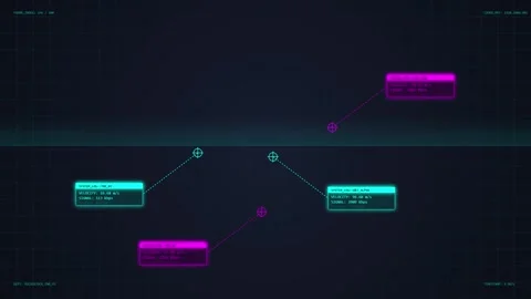 Futuristic HUD Interface with Data Display and Navigation Map Stock Footage 348416284