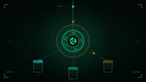 Futuristic hud interface with data processing nodes and rotating circular n.. 스톡 동영상 344852057