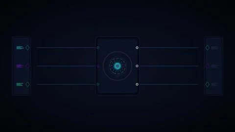 Futuristic hud interface with data transfer animation and digital network c.. Video stock 344861476