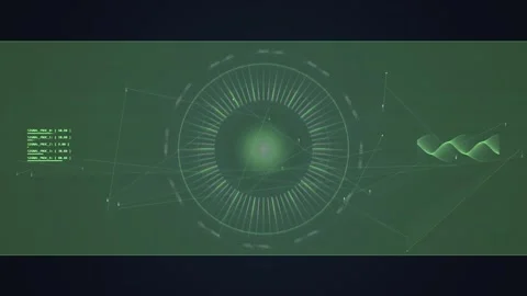 Futuristic HUD Interface with Data Visualization and Waveform Stock Footage 348072877