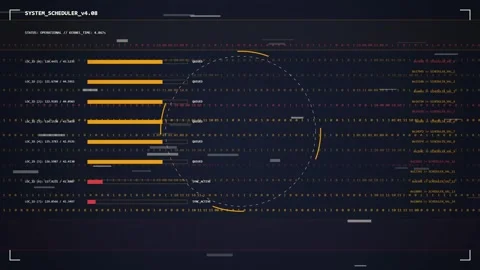 Futuristic HUD Interface with Data Visualization and Digital Grid Background Stock Footage 348415433