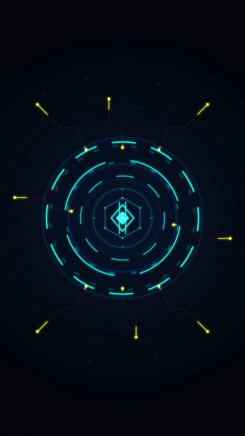 Futuristic HUD interface digital circle animation with data scanning technolo Stock Footage 348337441