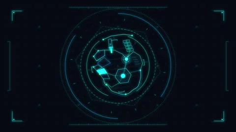 Futuristic HUD interface with digital cyber scan elements Stock Footage 346738211