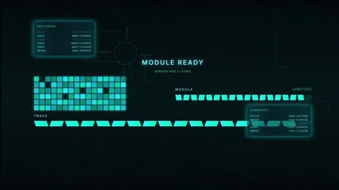 Futuristic HUD Interface with Digital Data Stream and Diagnostics Stock Footage 335370869
