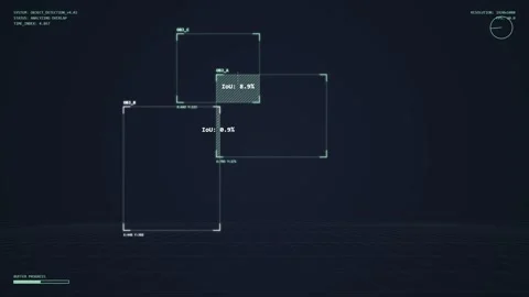 Futuristic HUD Interface with Digital Data and Target Lock Stock Footage 348422944