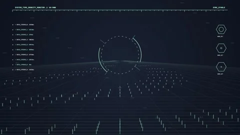 Futuristic HUD Interface with Digital Grid and Targeting System Stock Footage 348423691