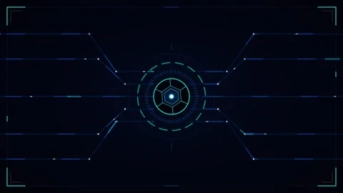 Futuristic hud interface with digital hexagon target and data network lines.. Stock Footage 337561195