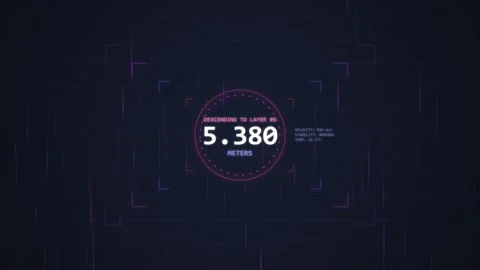 Futuristic HUD Interface Displaying 1,000 Meters Distance Measurement Stock Footage 348412642