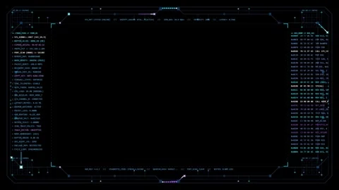 Futuristic HUD Interface Displaying Digital Data Streams Stockbeeldmateriaal 347004579
